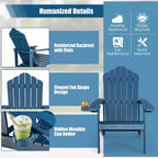 Sedia Adirondack da Patio Costway in HIPS con Portabicchiere Resistente alle Intemperie per Esterni 380 LBS Nero/Teak/Verde/Blu Navy/Rosso/Grigio/Bianco/Giallo