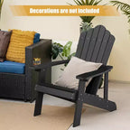 Sedia Adirondack da Patio Costway in HIPS con Portabicchiere Resistente alle Intemperie per Esterni 380 LBS Nero/Teak/Verde/Blu Navy/Rosso/Grigio/Bianco/Giallo