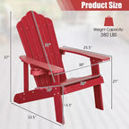 Sedia Adirondack da Patio Costway in HIPS con Portabicchiere Resistente alle Intemperie per Esterni 380 LBS Nero/Teak/Verde/Blu Navy/Rosso/Grigio/Bianco/Giallo