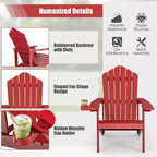 Sedia Adirondack da Patio Costway in HIPS con Portabicchiere Resistente alle Intemperie per Esterni 380 LBS Nero/Teak/Verde/Blu Navy/Rosso/Grigio/Bianco/Giallo