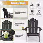 Sedia Adirondack da Patio Costway in HIPS con Portabicchiere Resistente alle Intemperie per Esterni 380 LBS Nero/Teak/Verde/Blu Navy/Rosso/Grigio/Bianco/Giallo
