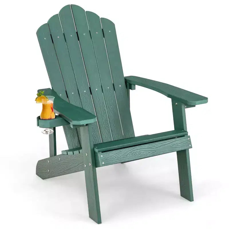 Sedia Adirondack da Patio Costway in HIPS con Portabicchiere Resistente alle Intemperie per Esterni 380 LBS Nero/Teak/Verde/Blu Navy/Rosso/Grigio/Bianco/Giallo