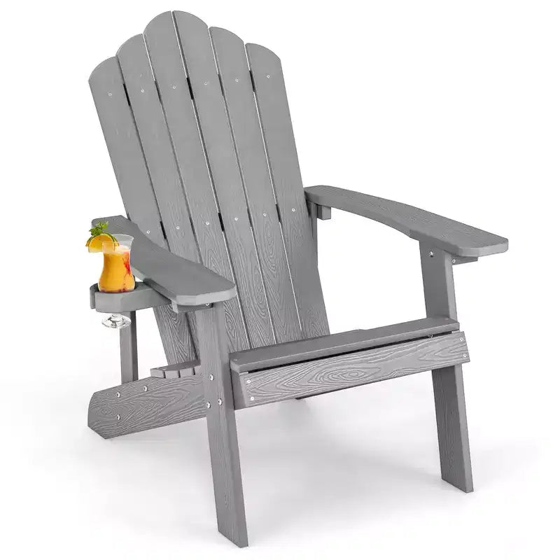 Sedia Adirondack da Patio Costway in HIPS con Portabicchiere Resistente alle Intemperie per Esterni 380 LBS Nero/Teak/Verde/Blu Navy/Rosso/Grigio/Bianco/Giallo