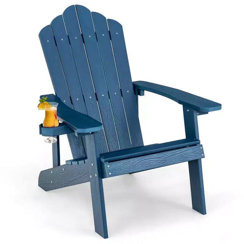 Sedia Adirondack da Patio Costway in HIPS con Portabicchiere Resistente alle Intemperie per Esterni 380 LBS Nero/Teak/Verde/Blu Navy/Rosso/Grigio/Bianco/Giallo