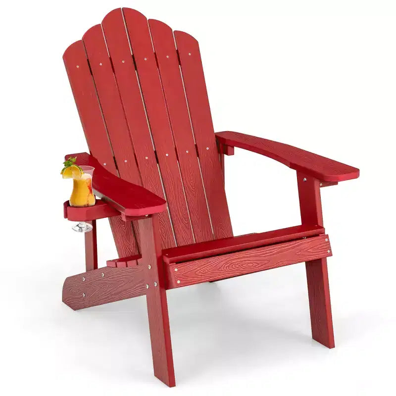 Sedia Adirondack da Patio Costway in HIPS con Portabicchiere Resistente alle Intemperie per Esterni 380 LBS Nero/Teak/Verde/Blu Navy/Rosso/Grigio/Bianco/Giallo