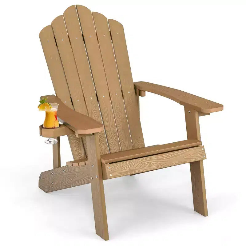 Sedia Adirondack da Patio Costway in HIPS con Portabicchiere Resistente alle Intemperie per Esterni 380 LBS Nero/Teak/Verde/Blu Navy/Rosso/Grigio/Bianco/Giallo