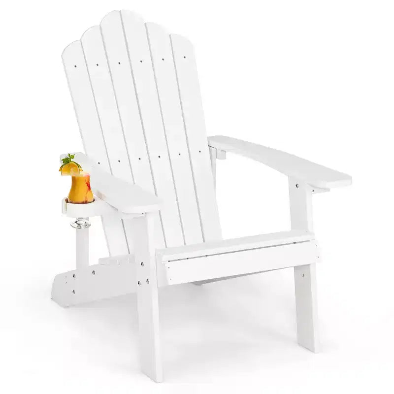 Sedia Adirondack da Patio Costway in HIPS con Portabicchiere Resistente alle Intemperie per Esterni 380 LBS Nero/Teak/Verde/Blu Navy/Rosso/Grigio/Bianco/Giallo