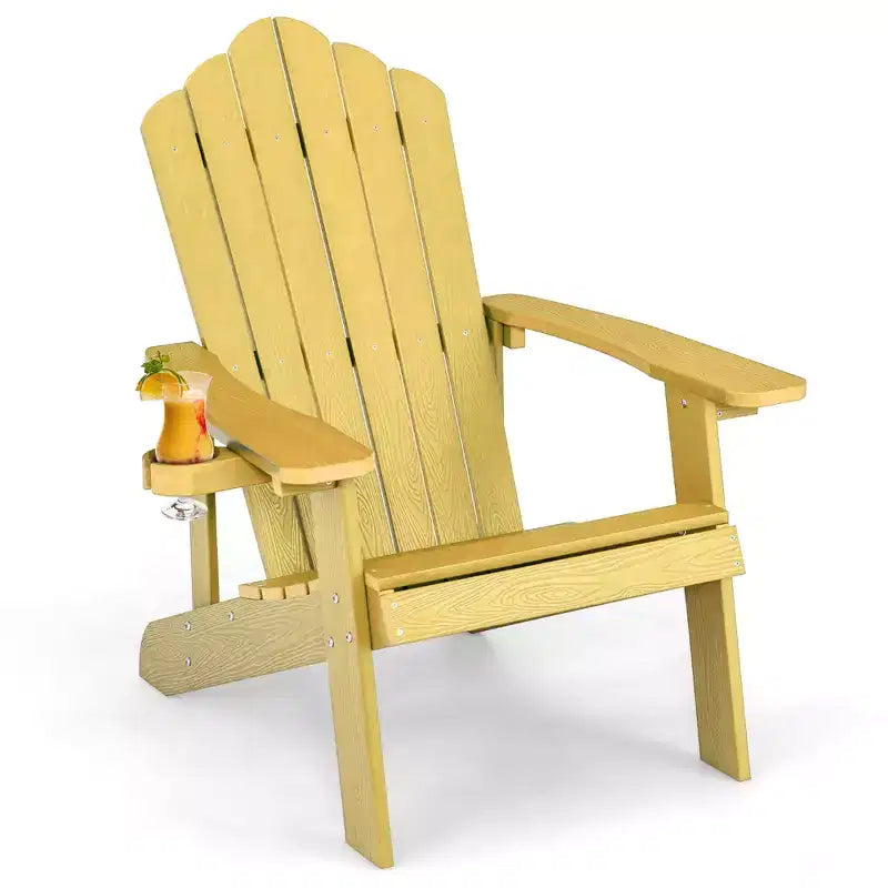 Sedia Adirondack da Patio Costway in HIPS con Portabicchiere Resistente alle Intemperie per Esterni 380 LBS Nero/Teak/Verde/Blu Navy/Rosso/Grigio/Bianco/Giallo