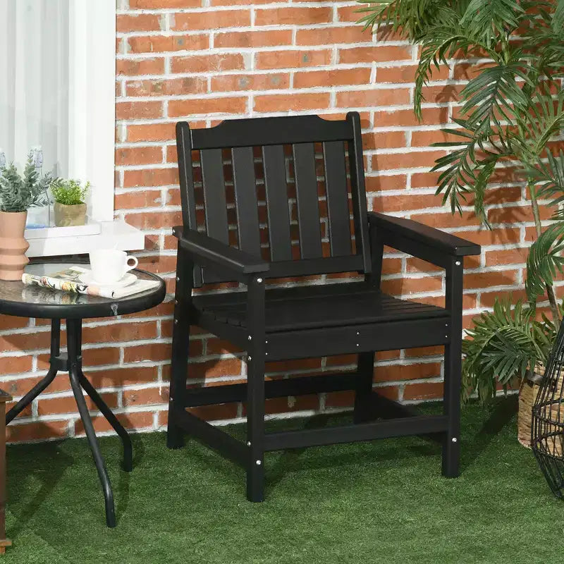 Outsunny Sedie da Giardino in Plastica, Sedie da Pranzo da Esterno con Braccioli, Poltrona da Esterno per Prato, Giardino, Bordo Piscina, Cortile,