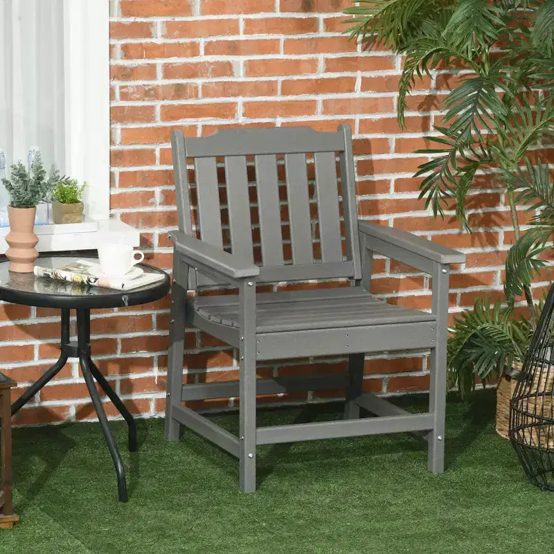 Outsunny Sedie da Giardino in Plastica, Sedie da Pranzo da Esterno con Braccioli, Poltrona da Esterno per Prato, Giardino, Bordo Piscina, Cortile,