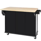 Drop-Leaf Countertop Kitchen Island, Kitchen Cart with 5 Wheels, Storage Cabinet and 3 Drawers-ModernLuxe