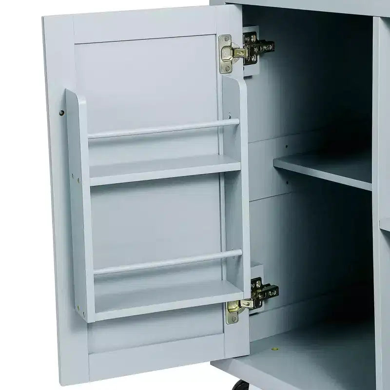 Drop-Leaf Countertop Kitchen Island, Kitchen Cart with 5 Wheels, Storage Cabinet and 3 Drawers-ModernLuxe