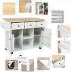 Drop-Leaf Countertop Kitchen Island, Kitchen Cart with 5 Wheels, Storage Cabinet and 3 Drawers-ModernLuxe
