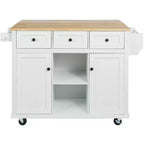 Drop-Leaf Countertop Kitchen Island, Kitchen Cart with 5 Wheels, Storage Cabinet and 3 Drawers-ModernLuxe
