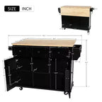 Drop-Leaf Countertop Kitchen Island, Kitchen Cart with 5 Wheels, Storage Cabinet and 3 Drawers-ModernLuxe