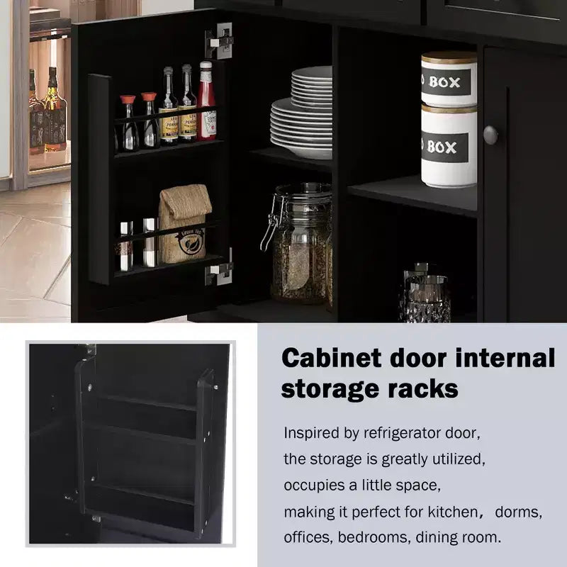 Drop-Leaf Countertop Kitchen Island, Kitchen Cart with 5 Wheels, Storage Cabinet and 3 Drawers-ModernLuxe