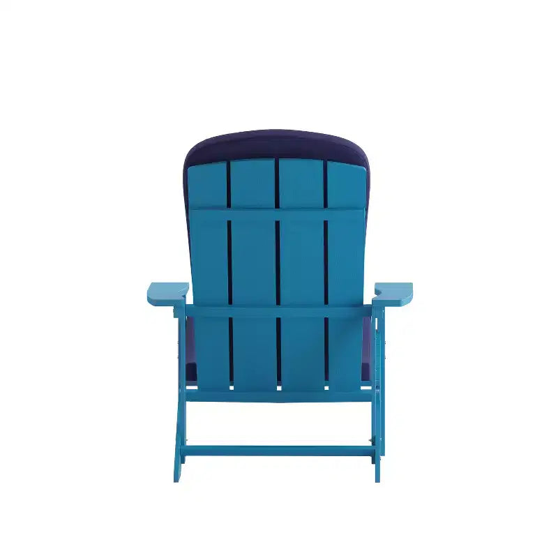 Merrick Lane Set of 2 Weather Resistant Adirondack Patio Chairs With Vertical Lattice Backs and Comfort Foam Cushions