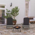 Merrick Lane Set of 2 Weather Resistant Adirondack Patio Chairs With Vertical Lattice Backs and Comfort Foam Cushions