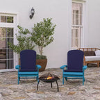 Merrick Lane Set of 2 Weather Resistant Adirondack Patio Chairs With Vertical Lattice Backs and Comfort Foam Cushions