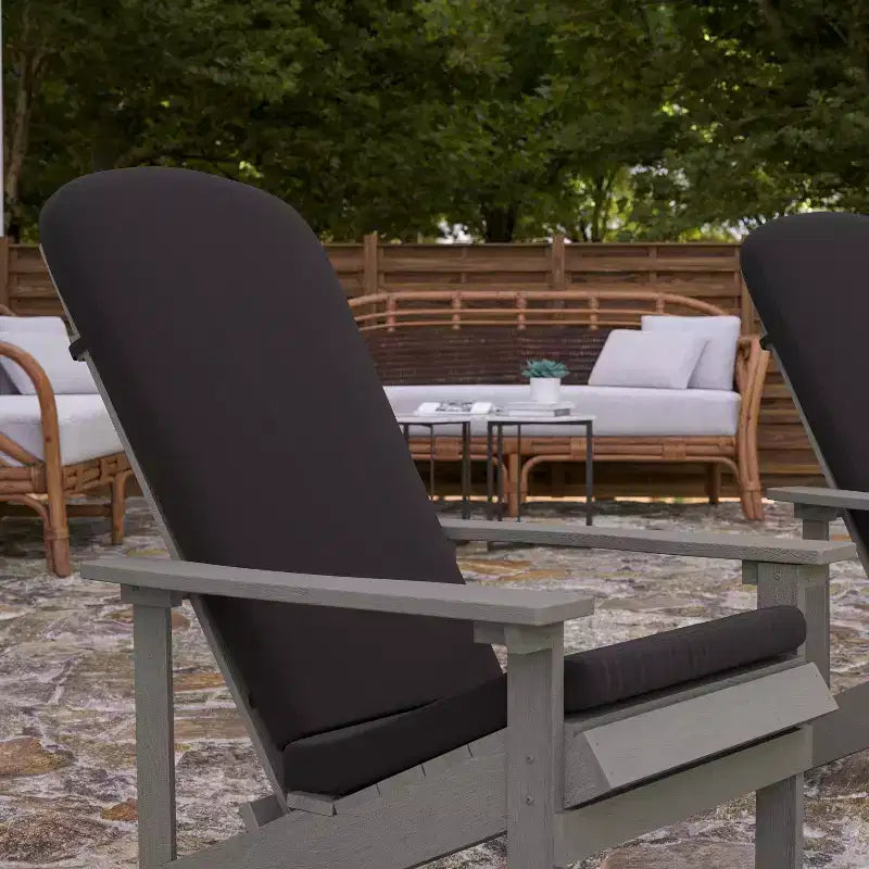 Merrick Lane Set of 2 Weather Resistant Adirondack Patio Chairs With Vertical Lattice Backs and Comfort Foam Cushions