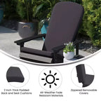 Merrick Lane Set of 2 Weather Resistant Adirondack Patio Chairs With Vertical Lattice Backs and Comfort Foam Cushions