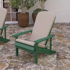 Merrick Lane Set of 2 Weather Resistant Adirondack Patio Chairs With Vertical Lattice Backs and Comfort Foam Cushions