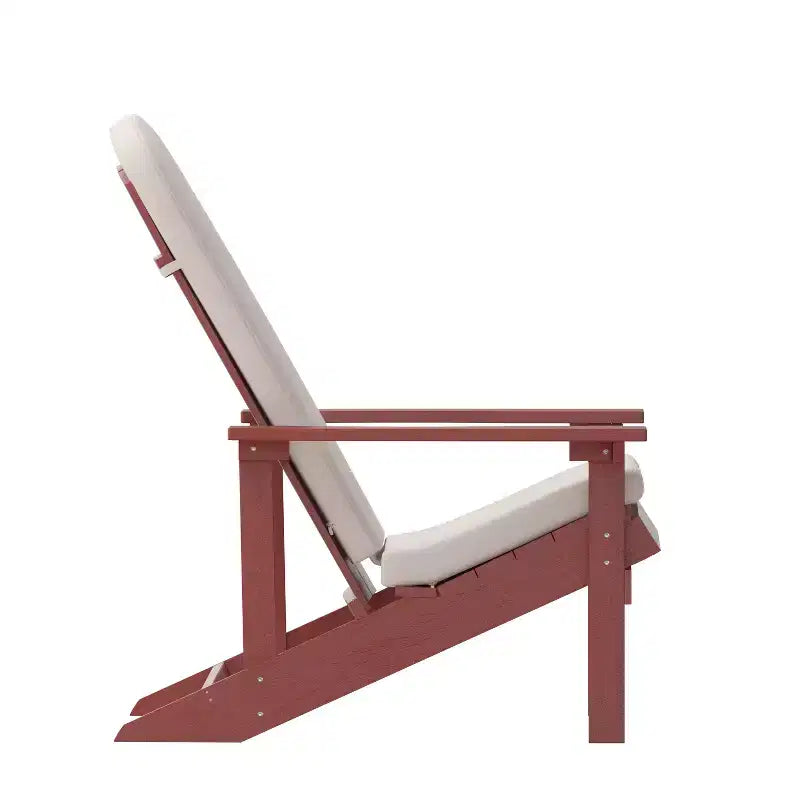 Merrick Lane Set of 2 Weather Resistant Adirondack Patio Chairs With Vertical Lattice Backs and Comfort Foam Cushions