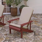 Merrick Lane Set of 2 Weather Resistant Adirondack Patio Chairs With Vertical Lattice Backs and Comfort Foam Cushions