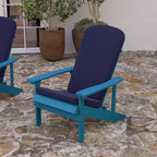 Merrick Lane Set of 2 Weather Resistant Adirondack Patio Chairs With Vertical Lattice Backs and Comfort Foam Cushions