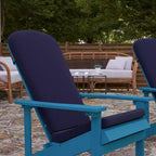 Merrick Lane Set of 2 Weather Resistant Adirondack Patio Chairs With Vertical Lattice Backs and Comfort Foam Cushions