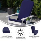 Merrick Lane Set of 2 Weather Resistant Adirondack Patio Chairs With Vertical Lattice Backs and Comfort Foam Cushions