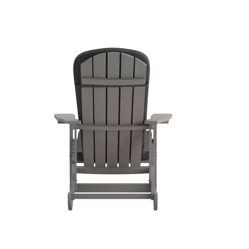 Sedia a dondolo Adirondack Merrick Lane in poliresina per tutte le stagioni con doghe verticali e cuscini resistenti alle intemperie