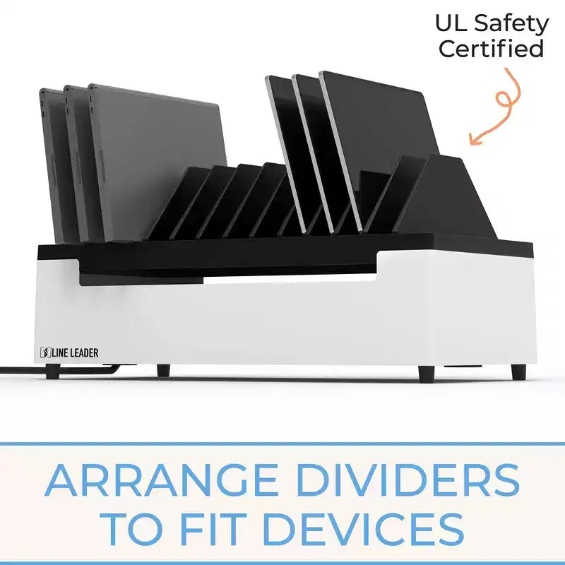 Stand Steady Line Leader Desktop Open Charging Station Holds Up to 12 Devices - White