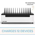 Stand Steady Line Leader Desktop Open Charging Station Holds Up to 12 Devices - White