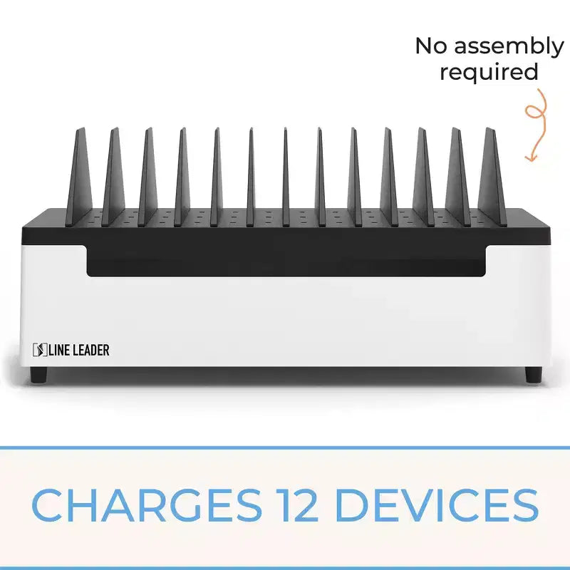Stand Steady Line Leader Desktop Open Charging Station Holds Up to 12 Devices - White