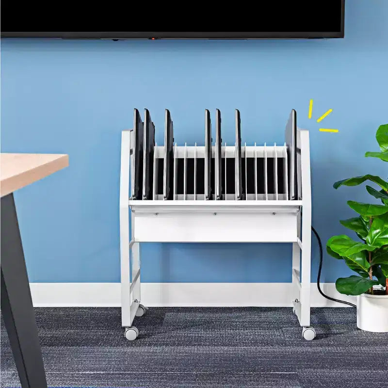 Carrello di ricarica aperto Stand Steady Line Leader per un massimo di 16 dispositivi - Bianco