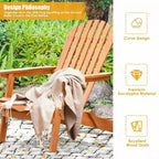 Costway Set da 4 Sedie Adirondack in Eucalipto Pieghevoli per Esterni in Legno Naturale