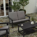 Merrick Lane All-Weather Poly Resin Wood Adirondack Style Deep Seat Patio Loveseat with Cushions