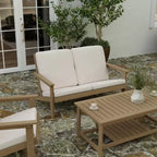 Merrick Lane All-Weather Poly Resin Wood Adirondack Style Deep Seat Patio Loveseat with Cushions