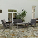 Merrick Lane All-Weather Poly Resin Wood Adirondack Style Deep Seat Patio Loveseat with Cushions