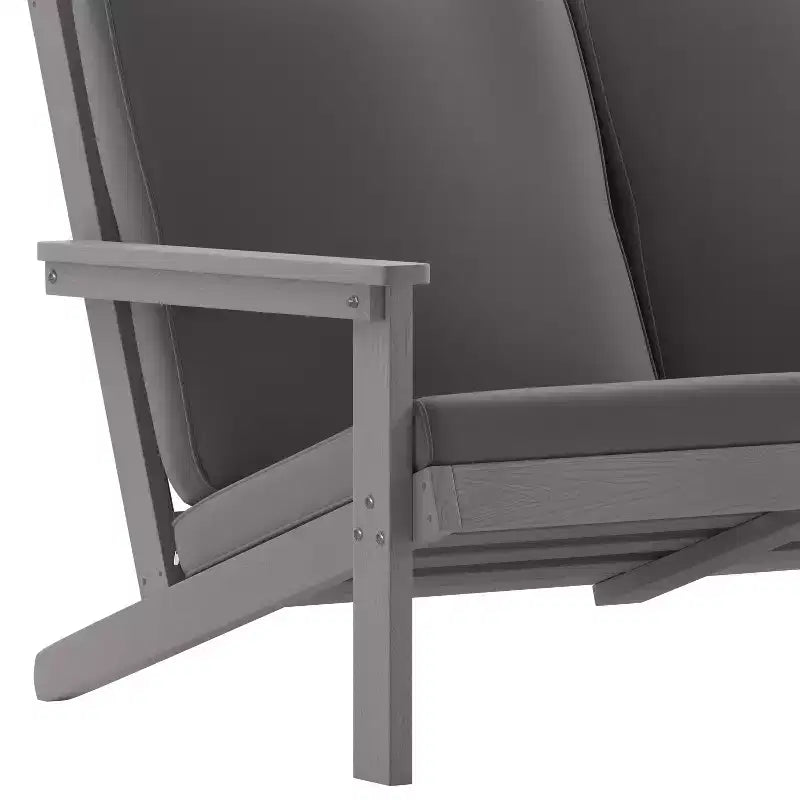 Merrick Lane All-Weather Poly Resin Wood Adirondack Style Deep Seat Patio Loveseat with Cushions