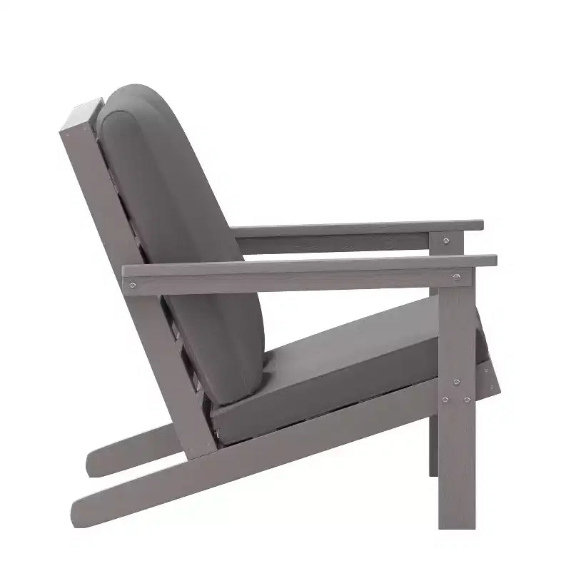 Merrick Lane All-Weather Poly Resin Wood Adirondack Style Deep Seat Patio Loveseat with Cushions