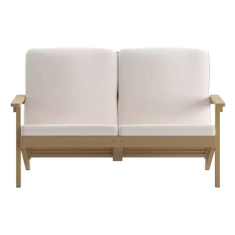 Emma and Oliver All-Weather Polyresin Adirondack Loveseat with Deep Seat and Comfortable Back & Seat Cushions