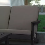 Emma and Oliver All-Weather Polyresin Adirondack Loveseat with Deep Seat and Comfortable Back & Seat Cushions