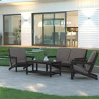 Emma and Oliver All-Weather Polyresin Adirondack Loveseat with Deep Seat and Comfortable Back & Seat Cushions