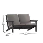 Emma and Oliver All-Weather Polyresin Adirondack Loveseat with Deep Seat and Comfortable Back & Seat Cushions