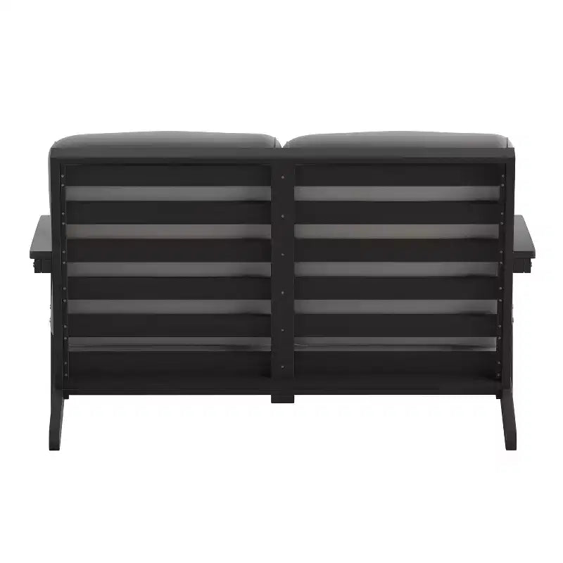 Emma and Oliver All-Weather Polyresin Adirondack Loveseat with Deep Seat and Comfortable Back & Seat Cushions