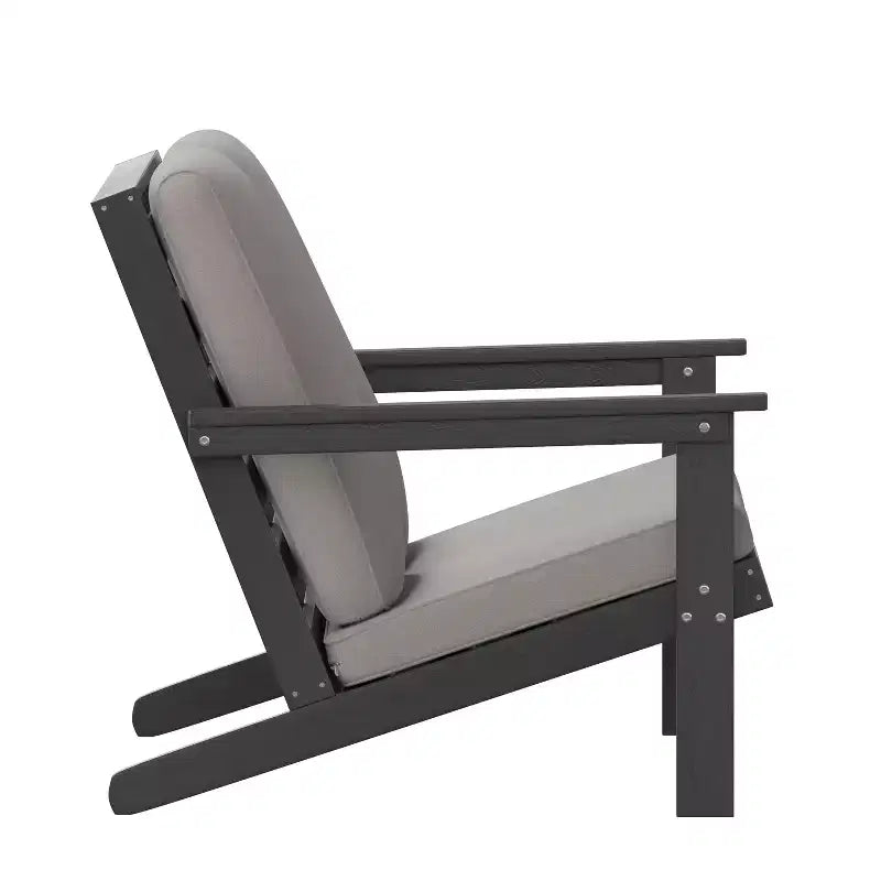Emma and Oliver All-Weather Polyresin Adirondack Loveseat with Deep Seat and Comfortable Back & Seat Cushions