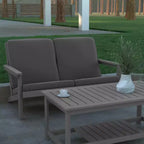 Emma and Oliver All-Weather Polyresin Adirondack Loveseat with Deep Seat and Comfortable Back & Seat Cushions