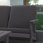 Emma and Oliver All-Weather Polyresin Adirondack Loveseat with Deep Seat and Comfortable Back & Seat Cushions